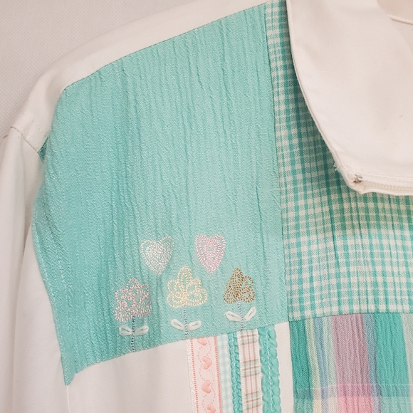 Vintage Koret Cottage Grannycore Patchwork Embroidered Zip Jacket - Picture 8 of 14